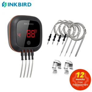 INKBIRD IBT-4XS Schermo di lettura con rotazione digitale Termometro per cottura della carne per barbecue Connessione Bluetooth Design magnetico e 2/4 sonde