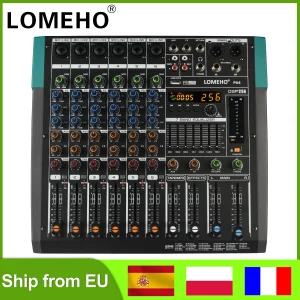 LOMEHO Console di missaggio a 6 canali Bluetooth 256 Effetti digitali Mixer audio Tavolo audio 48V USB Riproduzione PC Registra Controller DJ PA6