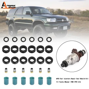 Areyourshop 6PCS Kit di ricostruzione della guarnizione di riparazione degli iniettori di carburante adatto per Toyota 3VZE 1988-1995 3.0L