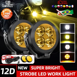 CO LUCE 4 pollici Ha Condotto Il Lavoro Aux Luci Stroboscopiche Per BMW DUCATI KAWASAKI HONDA SUZUKI Faro Anteriore Della Luce Della Testa Impermeabile Del Motociclo fendinebbia