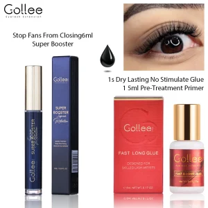 Colla per ciglia Gollee 1s Colla per estensione ciglia impermeabile ad asciugatura rapida Forte 6ml Super Booster Aiuto Adesivo Acceleratore Strumenti Trucco