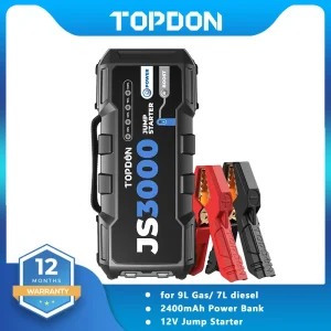 TOPDON JS3000 avviatore di emergenza per auto 3000A 24000mAh 12V multifunzione portatile batteria di emergenza per auto Booster Power Bank Jump Starter