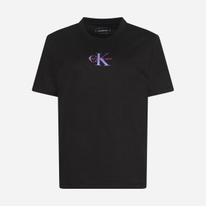 Calvin Klein Jeans Logo Glitter W – T-shirt – Donna – Nero