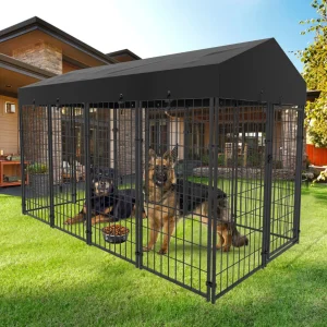 Gabbia per cani oversize, recinzione per animali domestici, box con tetto, per cuccia per animali domestici all’aperto, recinzione alta