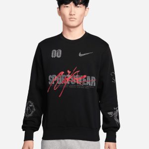 Nike Fl Crew Graphic M – Felpa – Uomo – Nero