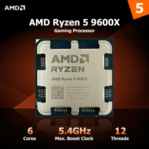 Processore da gioco CPU desktop AMD Ryzen 5 9600X AM5 con architettura Zen 5, 6 core e frequenza 5,4 GHz