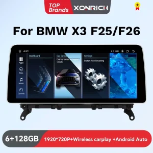 XONRICH 12.3 pollici 1920*720P Wireless Carplay Car Autoradio per BMW X3 F25 X4 F26 CIC NBT Android 14 Navigation 4G LTE Head unit