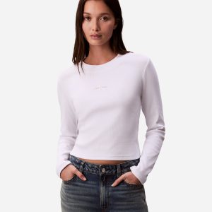 Calvin Klein Jeans Logo W – T-shirt – Donna – Bianco