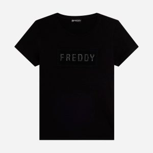 Freddy Logo Borchie W – T-shirt – Donna – Nero