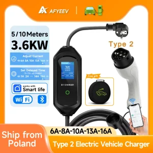 AFYEEV EV Caricatore portatile Type2 IEC62196-2 Spina Connettore 16A 1 fase 3.6KW Spina UE Stazione di ricarica per veicolo elettrico