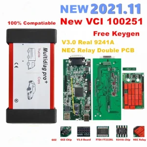 NUOVO VCI 2021.11 Multidiag Pro TCS Bluetooth Doppio PCB V3.0 Rosso NEC Relè Reale 9241A Chip FTDI OBD2 Strumento Diagnostico