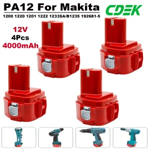 Per Makita PA12 Batteria 12V 4000mAh Ni-Mh Batteria Per Makita 1200 1220 1201 1222 1233SA/B1235 192681 -5 batterie per elettroutensili