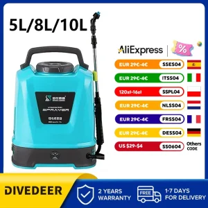 DIVEDEER 5/8/10L Spruzzatore Elettrico Giardino Irrigazione Agricola Spruzzatore Batteria Ricaricabile Disinfezione Pesticidi Dispenser