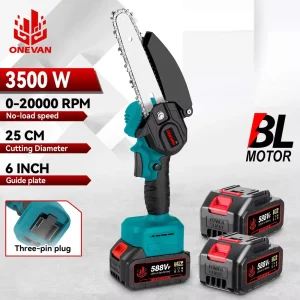 ONEVAN 3500W 6 Pollici Brushless Motosega Elettrica Cordless Portatile Sega Elettrica Per La Lavorazione Del Legno Strumento di Potere Per Makita 18V Batteria Spille