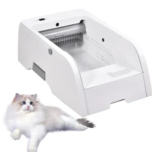 Lettiera per gatti automatica Pulizia automatica elettrica Lettiera aperta sul piano Controllo app Toilette per animali domestici, Scatole per cacca di gattino di grande capacità