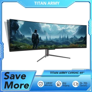 Monitor da gioco TITAN ARMY C49SHC da 49″, pannello CSOT HVA 3840*1080, schermo curvo oversize 32:9, 144 Hz, schermo diviso Smart PIP/PBP