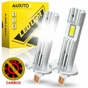 AUXITO Error Free H1 LED Canbus Lampadina per fari Super Bright H1 LED Fendinebbia Auto Head Light Fanless 12V Plug & Play Mini Size
