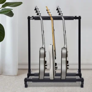 Supporto per chitarra multi-guitar Rack da 3/5 slot pieghevole con ruote per chitarra basso acustico classico