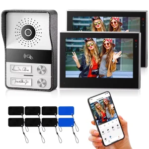 Citofono campanello videocitofono WiFi TMEZON a 2 fili Monitor touchscreen da 7 pollici 1080P APP/Swipe/Card 4in1 Sblocca l’app tuya