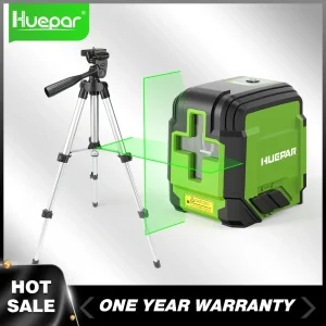 Huepar Livello laser a 2 linee Osram Raggio verde Autolivellante Livellamento laser a linee incrociate orizzontali e verticali per appendere quadri