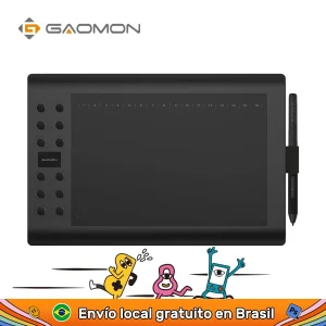 GAOMON M106K PRO Tavoletta grafica da 10” con 8192 livelli di inclinazione supportata e stilo artistico senza batteria per sistemi operativi Windows/Mac/Android