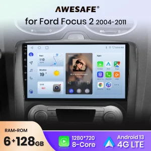 AWESAFE Wireless CarPlay Android Auto Radio per Ford Focus MK2 MK3 2004 – 2011 4G Car Multimedia Player GPS 2din autoradio