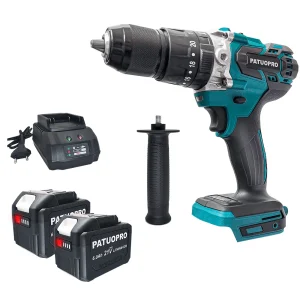 Trapano Avvitatore a Percussione Elettrico Brushless PATUOPRO 13MM, 20+3 Regolazioni di Coppia, Avvitatore a Batteria, Trapano per Ghiaccio, Utensili Elettrici per Batteria Makita 18V