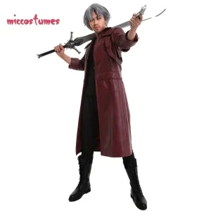 Disponibile Miccostumes Giacca in Pelle Marrone da Uomo per Costume Cosplay, Abbigliamento per Halloween