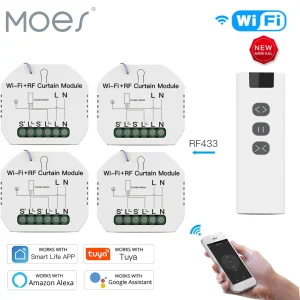 MOES Tuya WiFi RF tende a rullo modulo di controllo della tenda interruttore dell’otturatore con telecomando per la protezione solare del motore elettrico Google Home Alexa