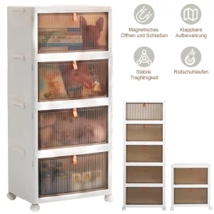 Scatola portaoggetti pieghevole a 2/4/5 livelli con coperchio Organizzatori portaoggetti pieghevoli per scarpe Scatola organizer per la casa con ruote