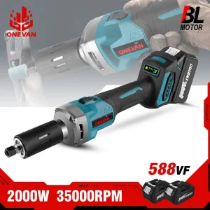 ONEVAN 35000RPM Smerigliatrice senza spazzole 6mm 2000W Utensili rotanti elettrici a velocità variabile a batteria per Makita 18v Batteria Pin