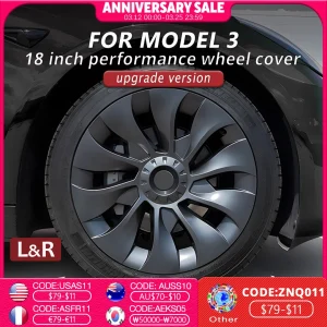 Set di 4 Copricerchi per Tesla Model 3, Copertura Completa per Ruote da 18 Pollici, Accessori Auto 2018-2023
