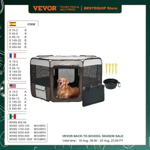 VEVOR Box per Cani Portatile 1168×584 mm Box per Cuccioli Gatto Coniglio Pieghevole in Tessuto Oxford 600D, Cerniera Ottagonale Impermeabile Esterno Interno da Campeggio Viaggio Attività all’Aperto