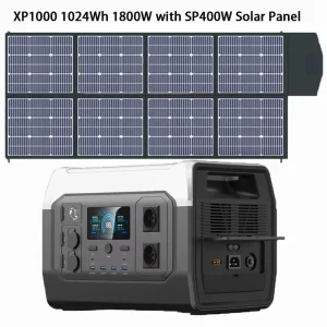 Stazione di alimentazione portatile XP1000 1024Wh 220V 1800W (110V 1600W), batteria Lifepo4, funzione UPS, pannello solare pieghevole 400W 200W