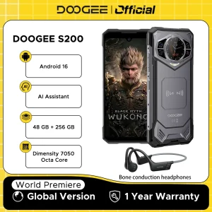 Anteprima mondiale DOOGEE S200 Telefono robusto 5G Display da 6,72″ 120 Hz 48 GB RAM 256 GB ROM 100 MP AI Fotocamera principale 10100 mAh Android 16 NFC
