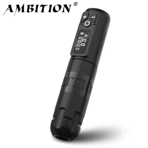 Ambition Soldier Macchina per tatuaggi wireless Penna a batteria rotante 2400mAh Display digitale a LED per body artcon alimentatore portatile