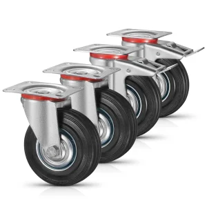 Fixkit4/8PCS Ruote per il trasporto di mobili Ruote fisse Ruote per carichi pesanti Kit di attrezzature meccaniche Ruote direzionali con freno