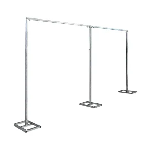 Kit di tubi per supporto per sfondo per festa di nozze da 10×20 piedi, sistema di supporto per sfondo fotografico resistente, cornice per tende, arco per matrimonio, argento