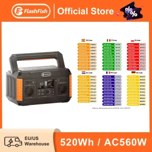FF FlashFish Power Station Generatore solare portatile da 560 W 230 V Onda sinusoidale pura Prese CA Batterie al litio da 520 Wh per pannello solare