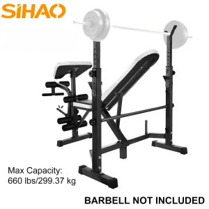 Panca pesi regolabile multi-stazione SIHAO per palestra domestica – Attrezzatura per sollevamento pesi 5 in 1 con pressa per arricciatura delle gambe Strumenti per tutto il corpo