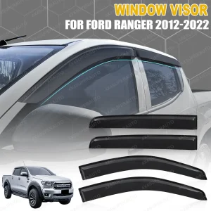 Visiera per finestra con protezione solare e pioggia per Ford Ranger 2012 ~ 2022 Wildtrak Raptor T6 T7 T8 PX Deflettore per finestra affumicata ‌   Accessori per auto