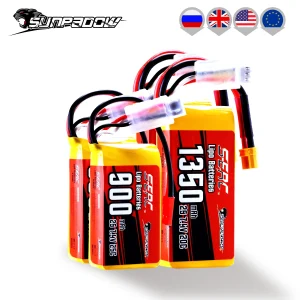 Sunpadow 2S Lipo Batteria 900mAh 1350mAh 7.4V 20C 25C Confezione morbida con spina JST XT30 per aereo RC Quadcopter Elicottero 2 confezioni