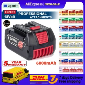 Batterie ricaricabili 18v per BOSCH 18V Performance 6.0Ah LITHIUM-ION GDS250-Li GSR180-Li GKS185-Li GWS180-Li GSB185-Li Batteria