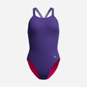Speedo Solid Powerback W – Costume Piscina – Donna – Blu
