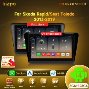 Hizpo 8 Core 8 + 128G Autoradio Stereo Per Skoda Rapid Seat Toledo 2013-2019 AI Voce Car Sistema Intelligente Lettore 4G WIFI QLED