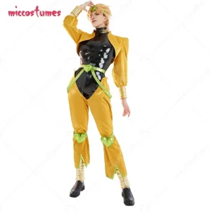 Miccostumes Costume Cosplay Unisex Completo Giallo e Nero con Copricapo e Bracciali per Halloween