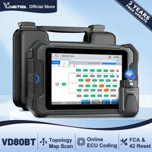 VDIAGTOOL VD80BT Strumento Diagnostico per Auto, Scanner OBD2 Bidirezionale, Mappa Topologica, 42+ Funzioni di Reset, Codifica ECU, FCA/CAN FD/DoIP, 3 Anni di Aggiornamenti