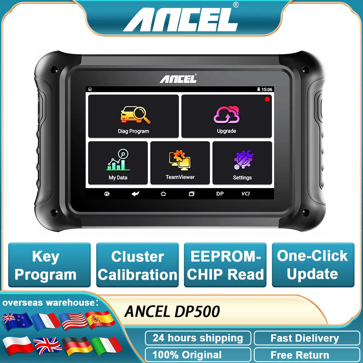 ANCEL DP500 Programmazione chiave professionale Cluster Calibrazione Programmatore chiave IMMO EEPROM-CHIP Leggi lettore di codici OBD2