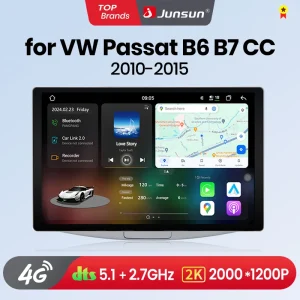 Junsun V3 Plus 2K Android 13 Wireless CarPlay Android Auto Car sistemi intelligenti per VW Passat B6 B7 CC 2010-2015 Autoradio