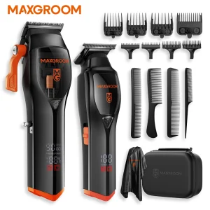 MAXGROOM Tagliacapelli professionale da uomo Kit taglio di capelli premium per la casa Set tagliacapelli e tagliacapelli senza fili